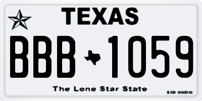 TX license plate BBB1059