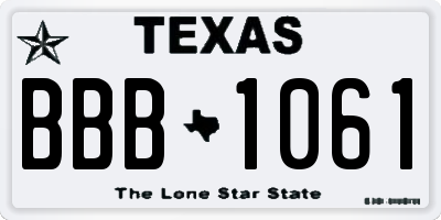 TX license plate BBB1061