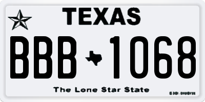 TX license plate BBB1068