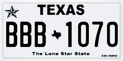 TX license plate BBB1070