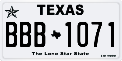 TX license plate BBB1071