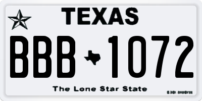 TX license plate BBB1072