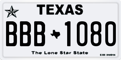 TX license plate BBB1080