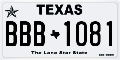 TX license plate BBB1081