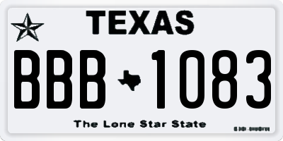 TX license plate BBB1083