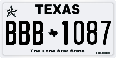 TX license plate BBB1087