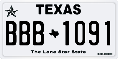 TX license plate BBB1091