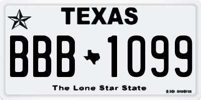 TX license plate BBB1099