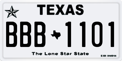 TX license plate BBB1101