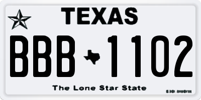 TX license plate BBB1102