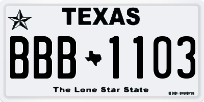 TX license plate BBB1103