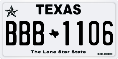 TX license plate BBB1106