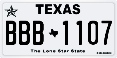 TX license plate BBB1107