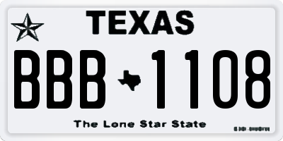 TX license plate BBB1108