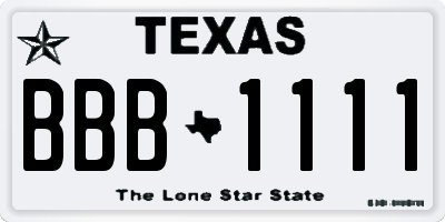 TX license plate BBB1111