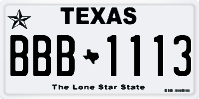 TX license plate BBB1113