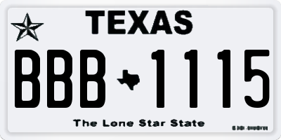 TX license plate BBB1115