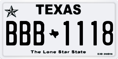 TX license plate BBB1118