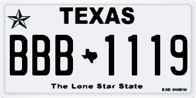 TX license plate BBB1119