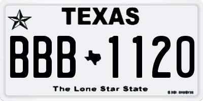 TX license plate BBB1120