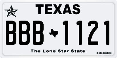 TX license plate BBB1121