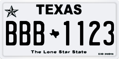 TX license plate BBB1123