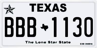 TX license plate BBB1130