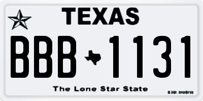 TX license plate BBB1131