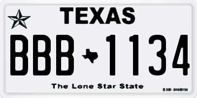 TX license plate BBB1134