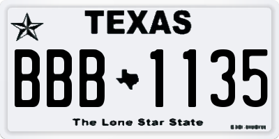 TX license plate BBB1135