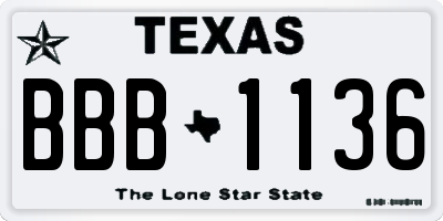 TX license plate BBB1136