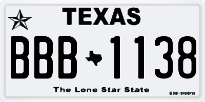 TX license plate BBB1138