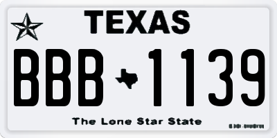 TX license plate BBB1139