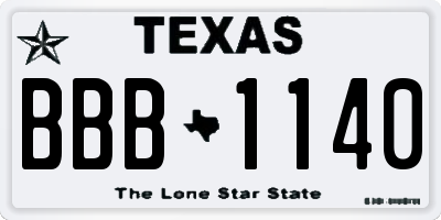 TX license plate BBB1140