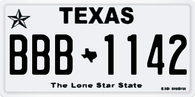 TX license plate BBB1142