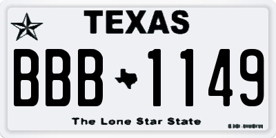 TX license plate BBB1149