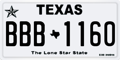 TX license plate BBB1160