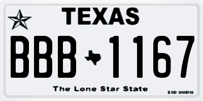 TX license plate BBB1167