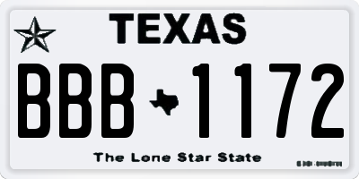 TX license plate BBB1172