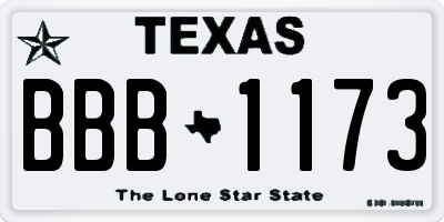 TX license plate BBB1173