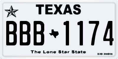 TX license plate BBB1174