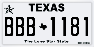 TX license plate BBB1181