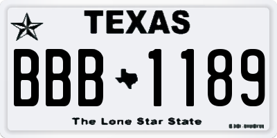 TX license plate BBB1189