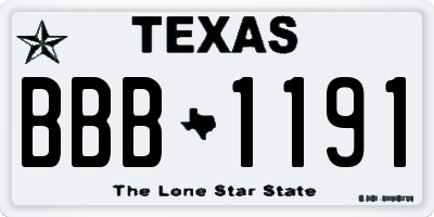 TX license plate BBB1191