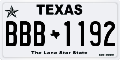 TX license plate BBB1192