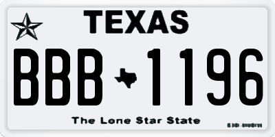 TX license plate BBB1196