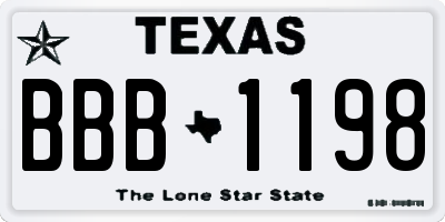 TX license plate BBB1198