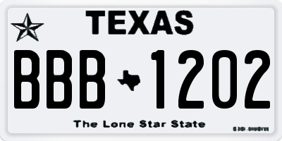 TX license plate BBB1202