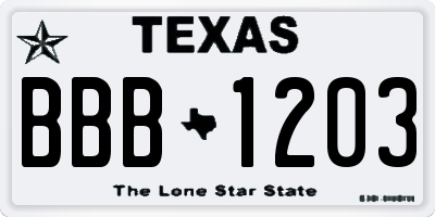 TX license plate BBB1203