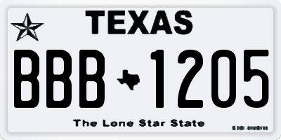 TX license plate BBB1205